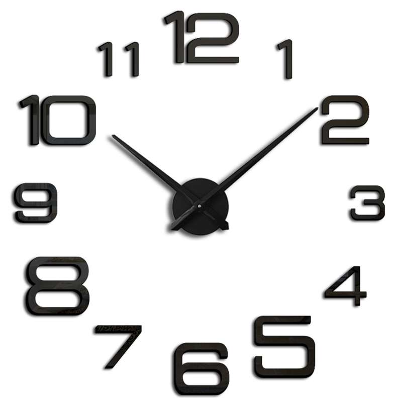 Acrylic Digital Wall Clock Home Living Room Wall Sticker Clock(Black)