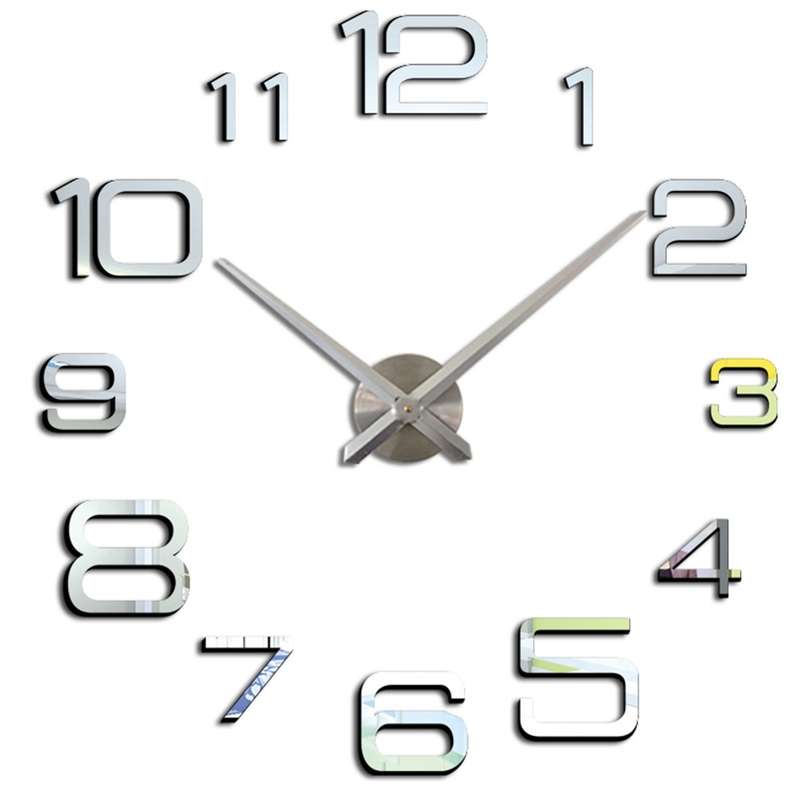 Acrylic Digital Wall Clock Home Living Room Wall Sticker Clock(Black)