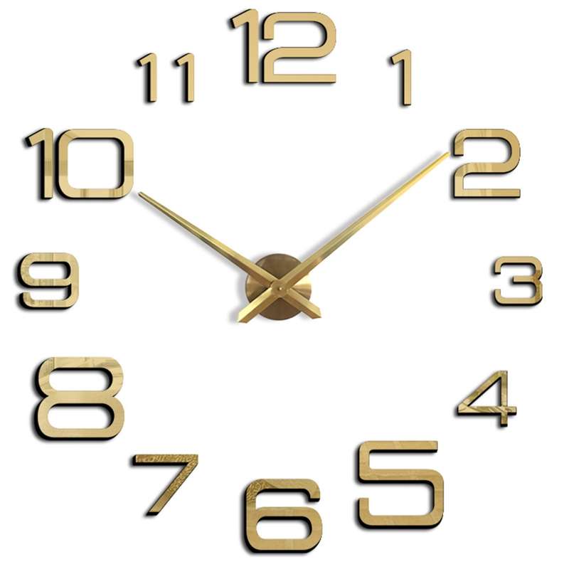 Acrylic Digital Wall Clock Home Living Room Wall Sticker Clock(Black)