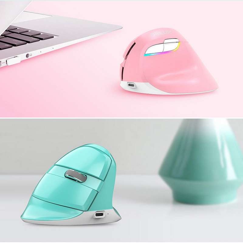 DELUX M618Mini Colorful Wireless Luminous Vertical Mouse Bluetooth Rechargeable Vertical Mouse(Class