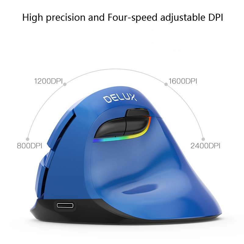 DELUX M618Mini Colorful Wireless Luminous Vertical Mouse Bluetooth Rechargeable Vertical Mouse(Class