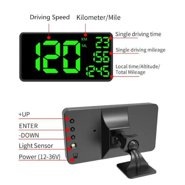 C1090 6.2 inch HUD Car Head-up Display GPS Car Universal Mileage Speed Meter Speeding Alarm / GPS Sa