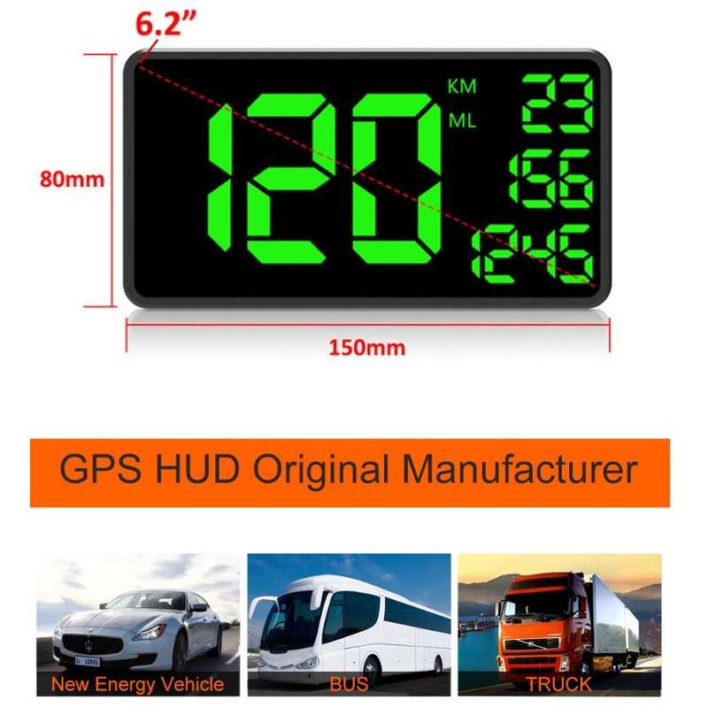 C1090 6.2 inch HUD Car Head-up Display GPS Car Universal Mileage Speed Meter Speeding Alarm / GPS Sa