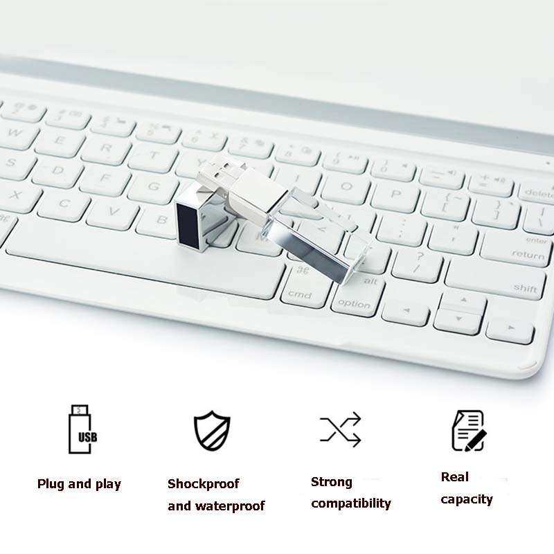 2 PCS Crystal Flash Light Emitting USB 2.0 Flash Drive Car Music USB Flash Drive, Capacity: 16G (100