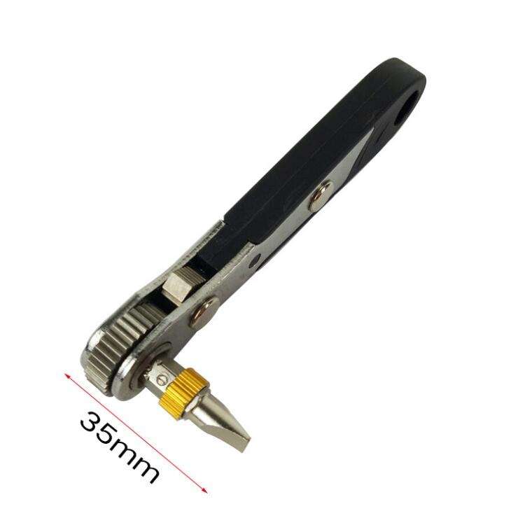 19 In 1 1/4 Ratchet Wrench Bit Set Mini Bit Set Manual Wrench, Color:Black Handle