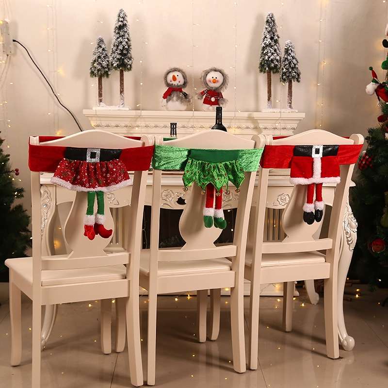Christmas Chair Cover Decorations Christmas Table Party Ornaments(A130 Elderly Belt Long Leg)