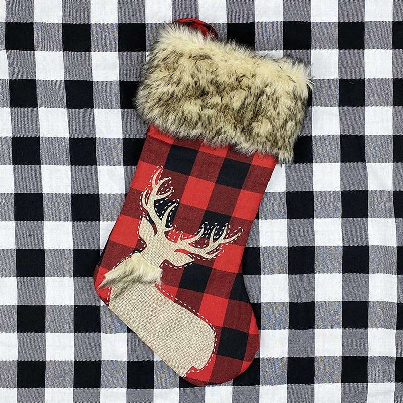 Christmas Ornaments Burlap Socks Candy Socks Gift Bag(Senior)