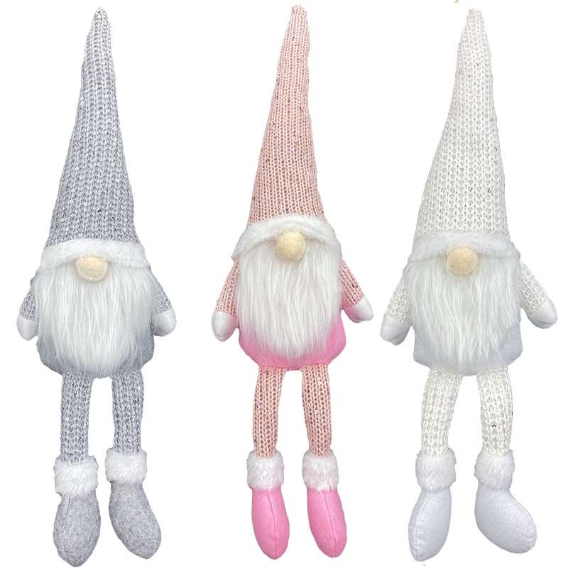 Christmas Decorations Dolls Faceless Elderly Dolls Window Decorations(White)