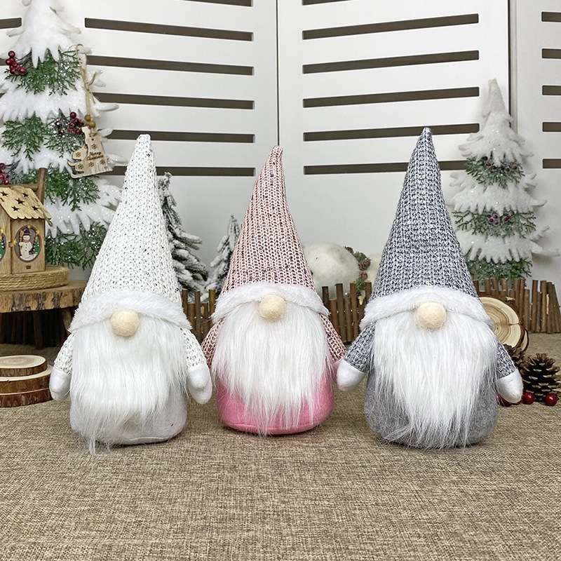 Christmas Decorations Window Decorations for Faceless Elderly Dolls Decorative Dolls(Pink)