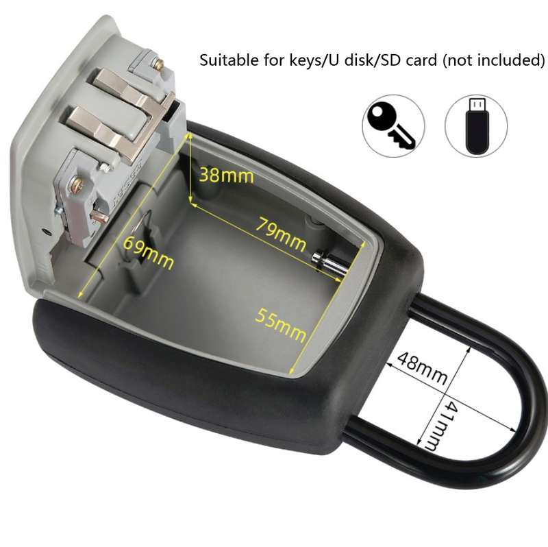 Password Key Box Four-digit Password Lock Padlock Type Free Installation Key Lock Box