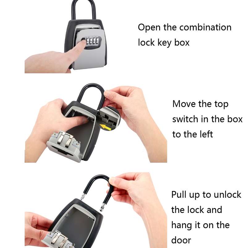 Password Key Box Four-digit Password Lock Padlock Type Free Installation Key Lock Box