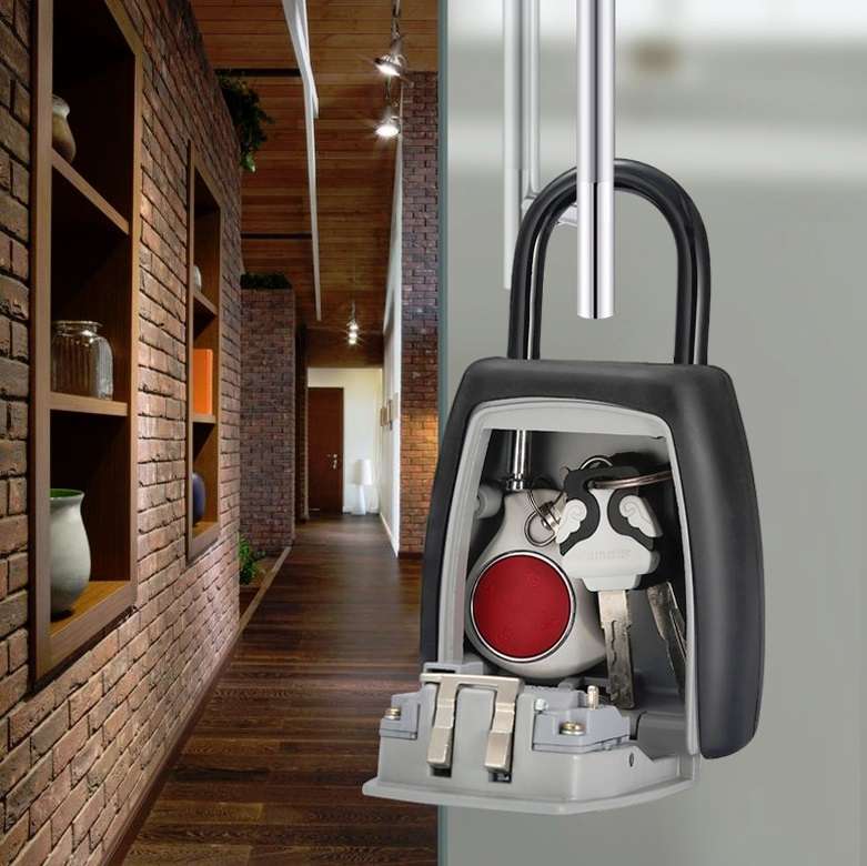 Password Key Box Four-digit Password Lock Padlock Type Free Installation Key Lock Box