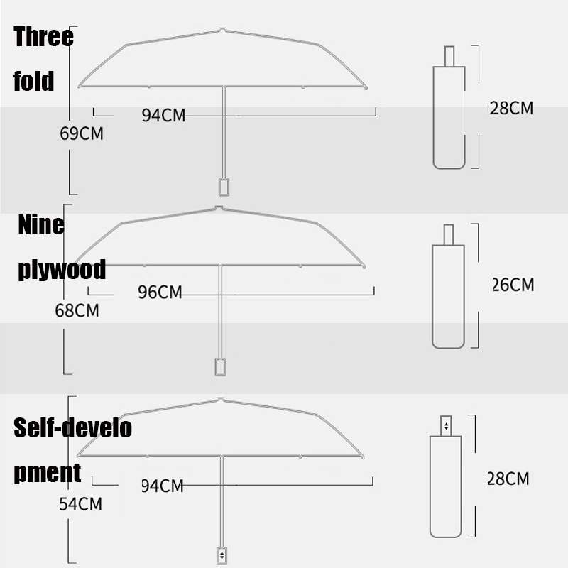 Student Vinyl Sunscreen Small Fresh Umbrella Folding Automatic Umbrella, Style:Nine Plywood(Yellow)