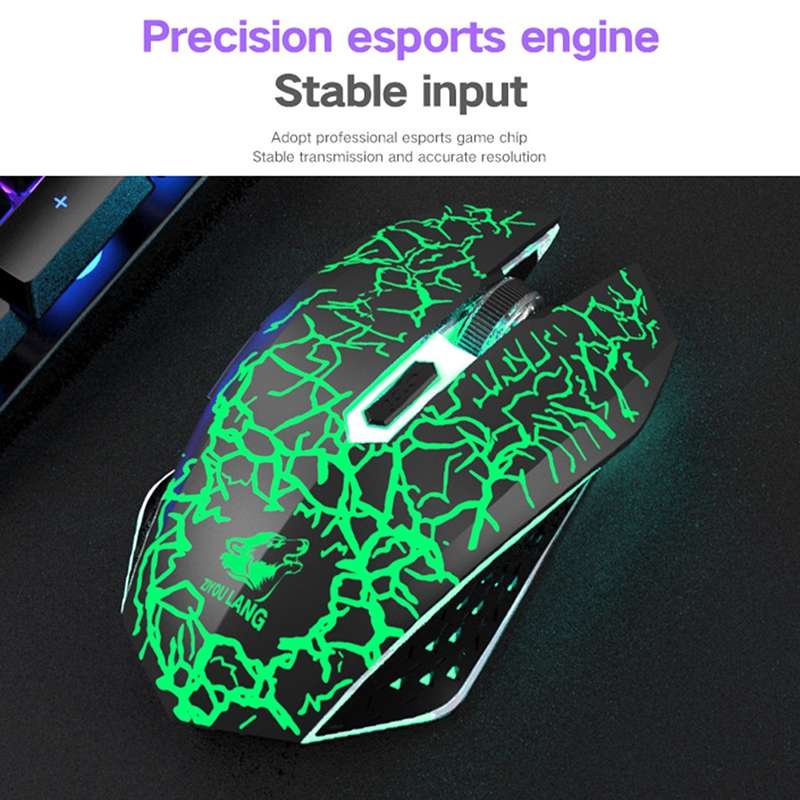 ZIYOULANG T3 Wireless Charging Gaming Lighted Keyboard and Mouse Set(Black Rainbow Light)