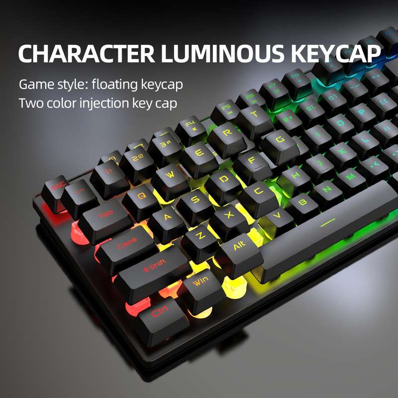 ZIYOULANG T3 Wireless Charging Gaming Lighted Keyboard and Mouse Set(Black Rainbow Light)
