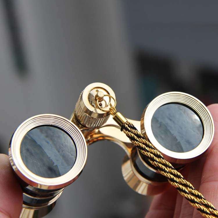 3x25mm Classical Ladies Drama Watching Telescope Carrying Binoculars With Chain(Black)