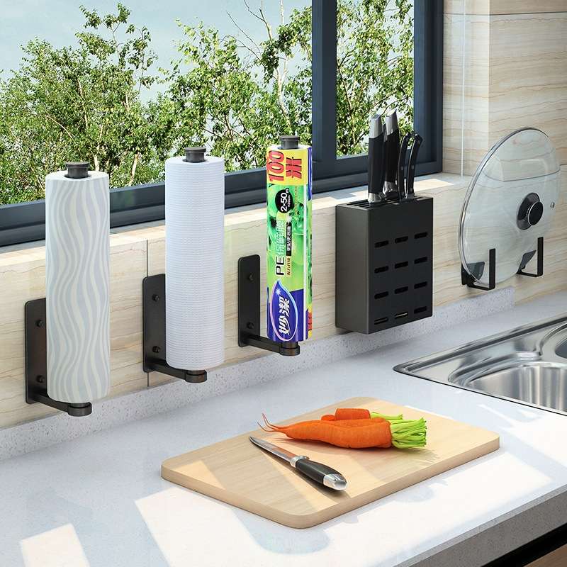 Kitchen Paper Towel Rack Lazy Rag Rack Wall Mount Bracket Roll Paper Holder