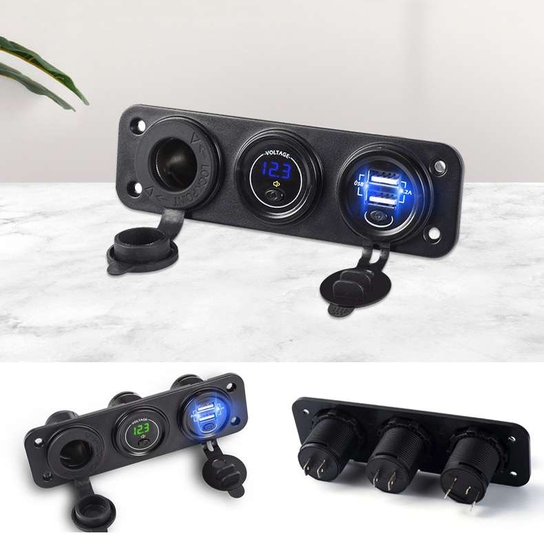 Car Mobile Phone Charger Multi-Port Fast Charging with Cigarette Lighter Multi-Function Digital Disp