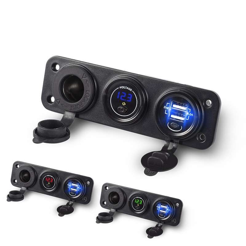 Car Mobile Phone Charger Multi-Port Fast Charging with Cigarette Lighter Multi-Function Digital Disp