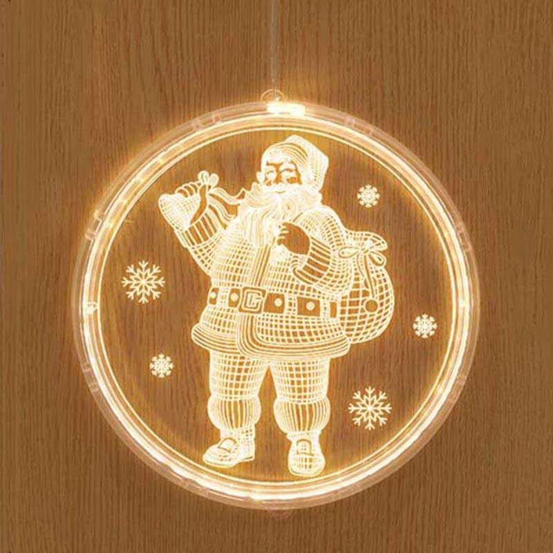 Christmas Decoration Light LED Holiday 3D Hanging Lamp, Power:Battery(Santa Claus)
