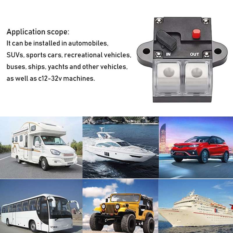 80A Auto Circuit Breaker Car Audio Fuse Holder Power Insurance Automatic Switch(Black)
