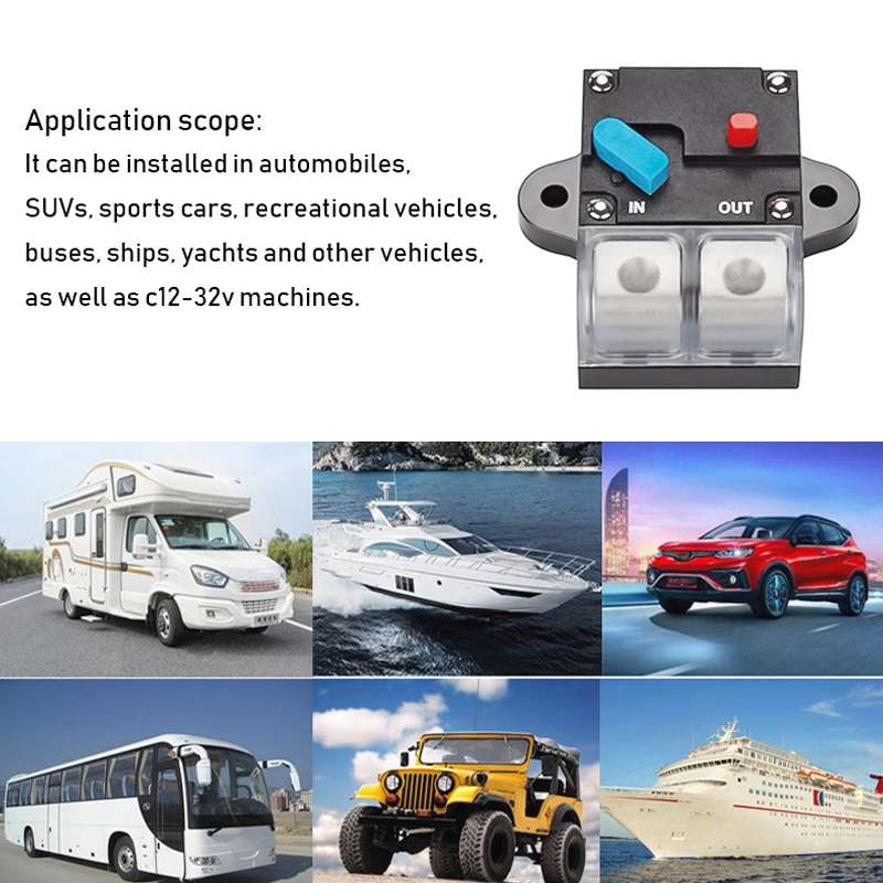 250A Auto Circuit Breaker Car Audio Fuse Holder Power Insurance Automatic Switch(Blue)