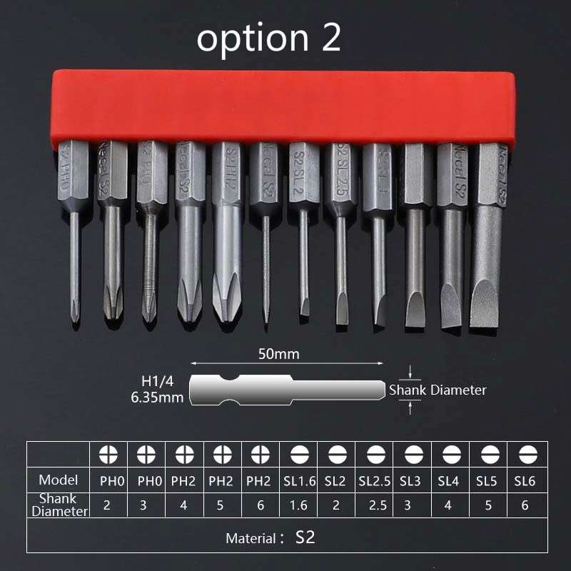 12 PCS / Set Screwdriver Bit With Magnetic S2 Alloy Steel Electric Screwdriver, Specification:2