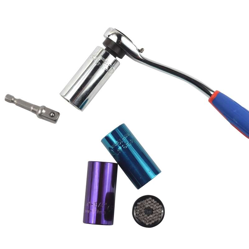 2 Pcs/Set Universal Torque Wrench Head Set Socket Sleeve 7-19mm Power Drill Ratchet Bushing Spanner
