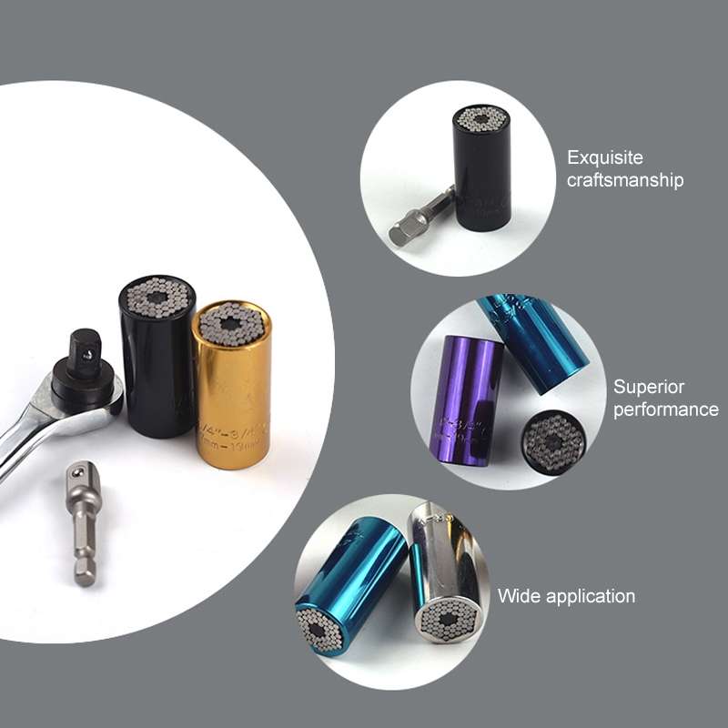 2 Pcs/Set Universal Torque Wrench Head Set Socket Sleeve 7-19mm Power Drill Ratchet Bushing Spanner