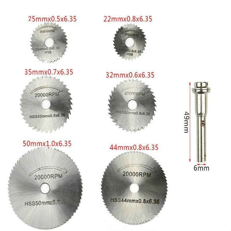 7 PCS/Set Electric Grinder Saw Blade High Speed Steel Saw Blade Woodworking Saw Blade High Speed Ste