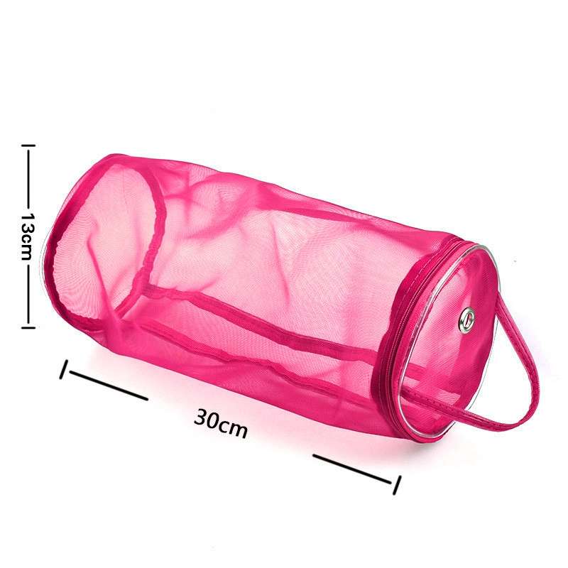 Mesh Bag DIY Hand Weaving Tools Yarn Storage Knitting Bag Organizer Hollow Yarn Bag(Small Pink)
