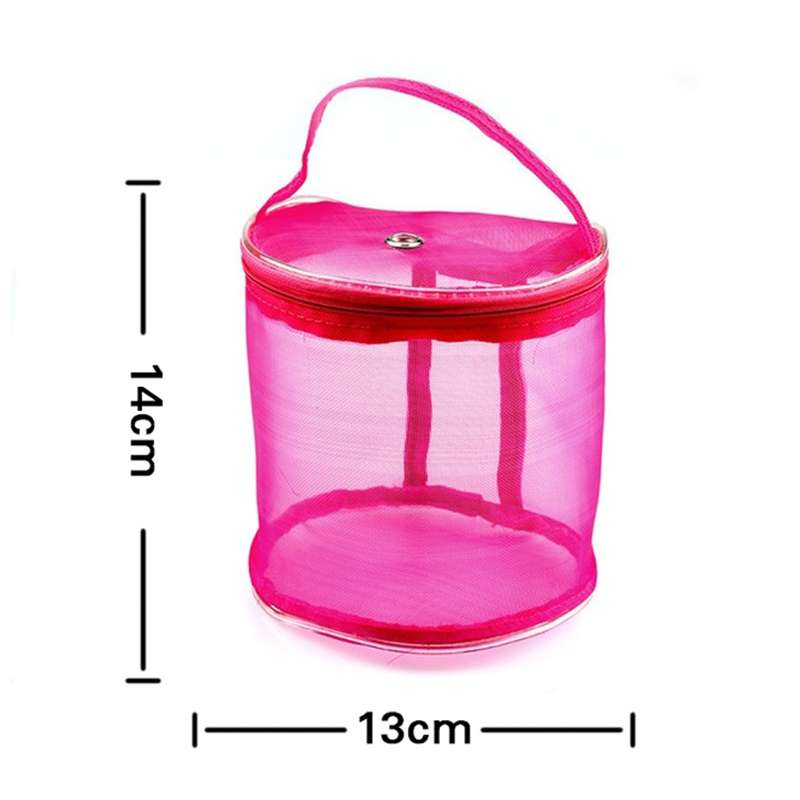 Mesh Bag DIY Hand Weaving Tools Yarn Storage Knitting Bag Organizer Hollow Yarn Bag(Small Pink)