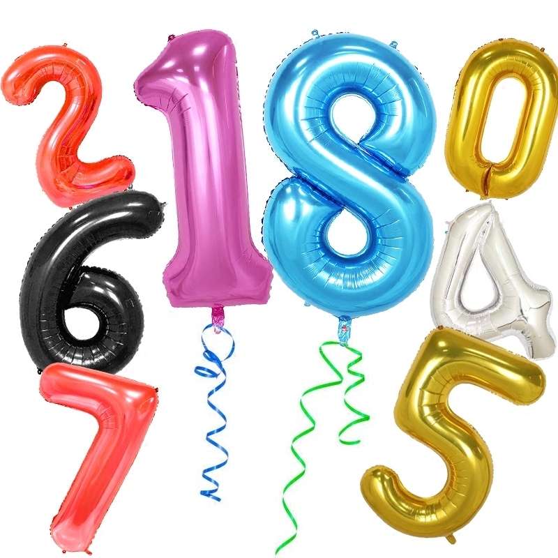 2 PCS 40 Inch Aluminium Foil Number Balloons Birthday Wedding Engagement Party Decor Kids Ball Suppl