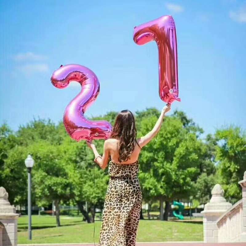 2 PCS 40 Inch Aluminium Foil Number Balloons Birthday Wedding Engagement Party Decor Kids Ball Suppl