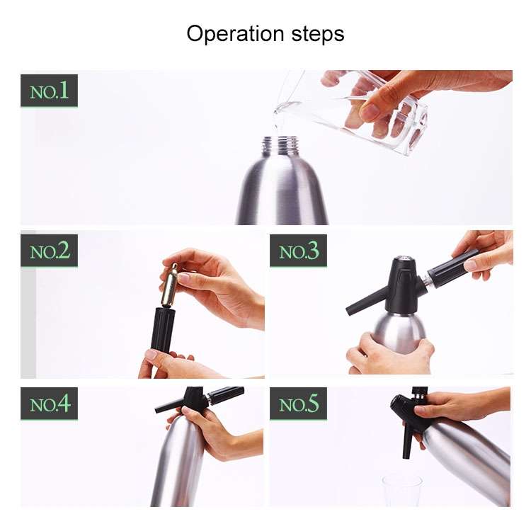 Manual Soda Siphon CO2 Dispenser Water Bubble Generator Cool Drink Cocktail Soda Machine Aluminum Ba