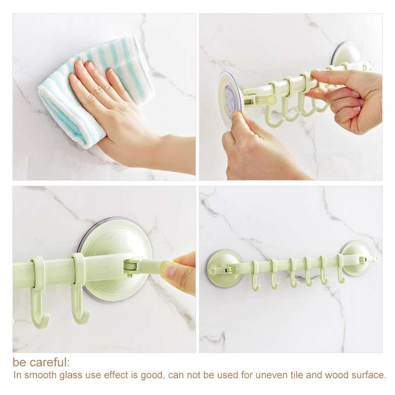 Kitchen Bathroom Wall Powerful Sucker Towel Hook Creative Wall Hanging Hook(Nordic Green)