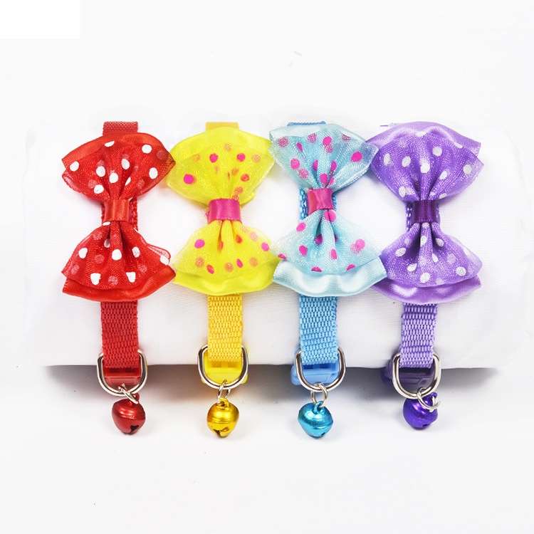 Adjustable Bow Knot Bell Collar Cat Dog Collars Pet Supplies(Red)