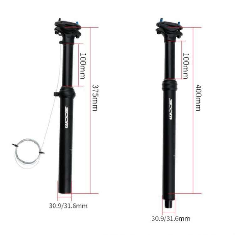 ZOOM Bicycle Wire-Controlled Hydraulic Lift Seat Tube Mountain Bike Seatpost, Size:31.6mm, Specifica