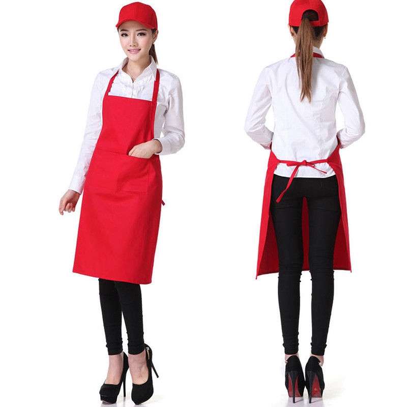 2PCS Kitchen Chef Aprons Cooking Baking Apron With Pockets(Orange)