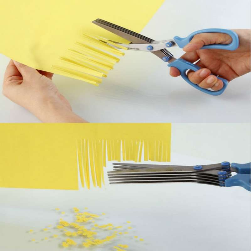 Minced 5 Layers Basil Rosemary Kitchen Scissor Shredded Chopped Scallion Cutter(Blue)