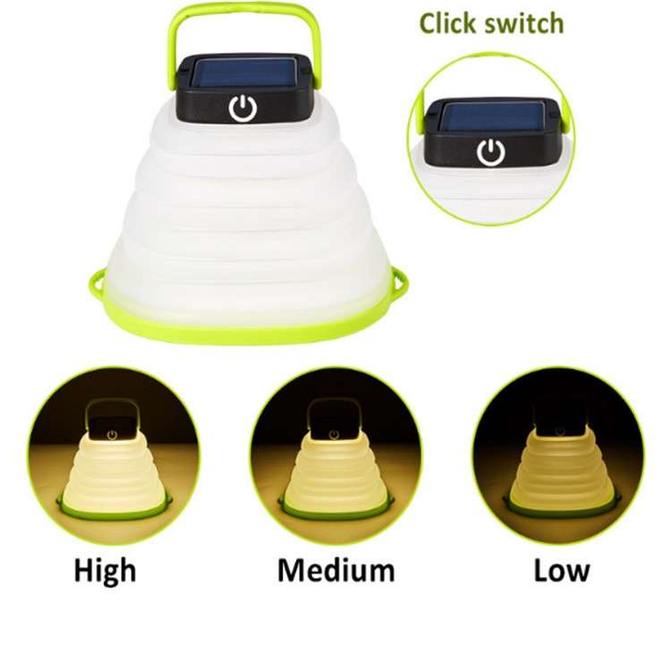 Folding Solar Lamp Outdoor Camping Tent Lamp LED Camping Lamp(Green)