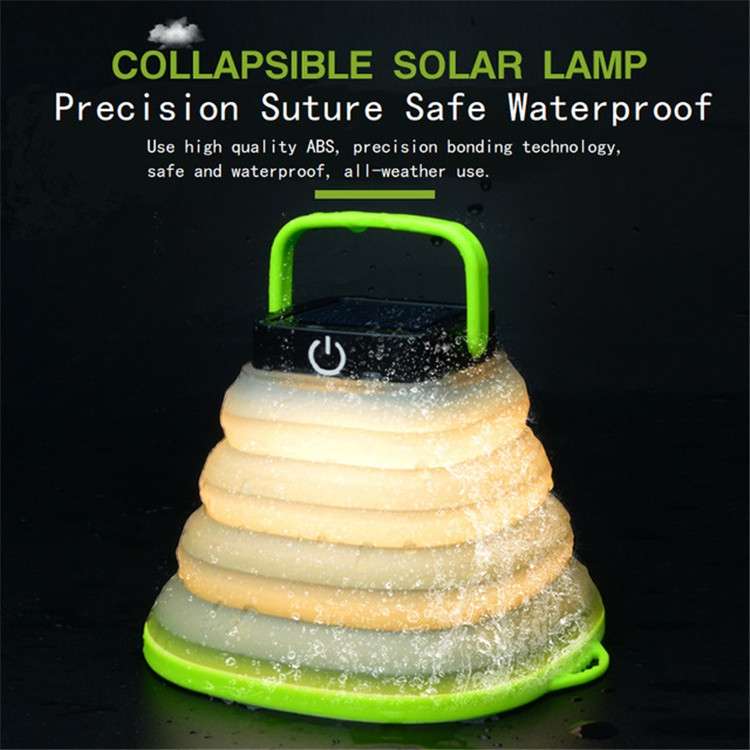 Folding Solar Lamp Outdoor Camping Tent Lamp LED Camping Lamp(Green)
