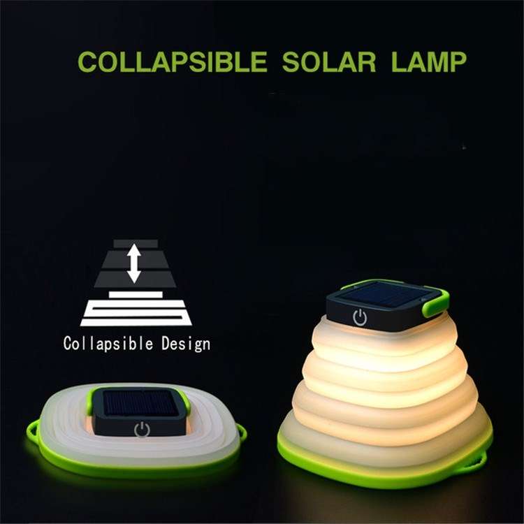 Folding Solar Lamp Outdoor Camping Tent Lamp LED Camping Lamp(Green)