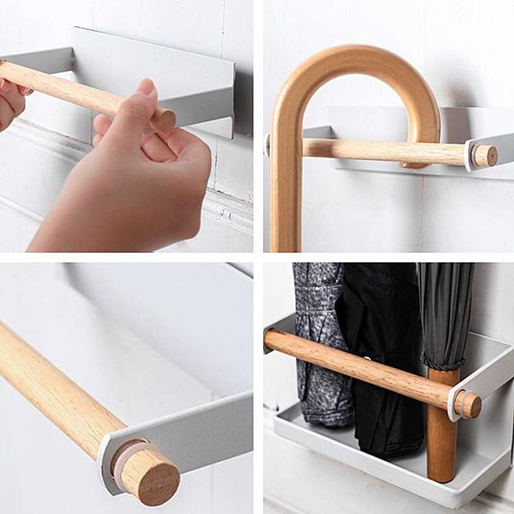 Umbrella Storage Rack Magnetic Iron Suction Wall Hanging Umbrella Stand(White)