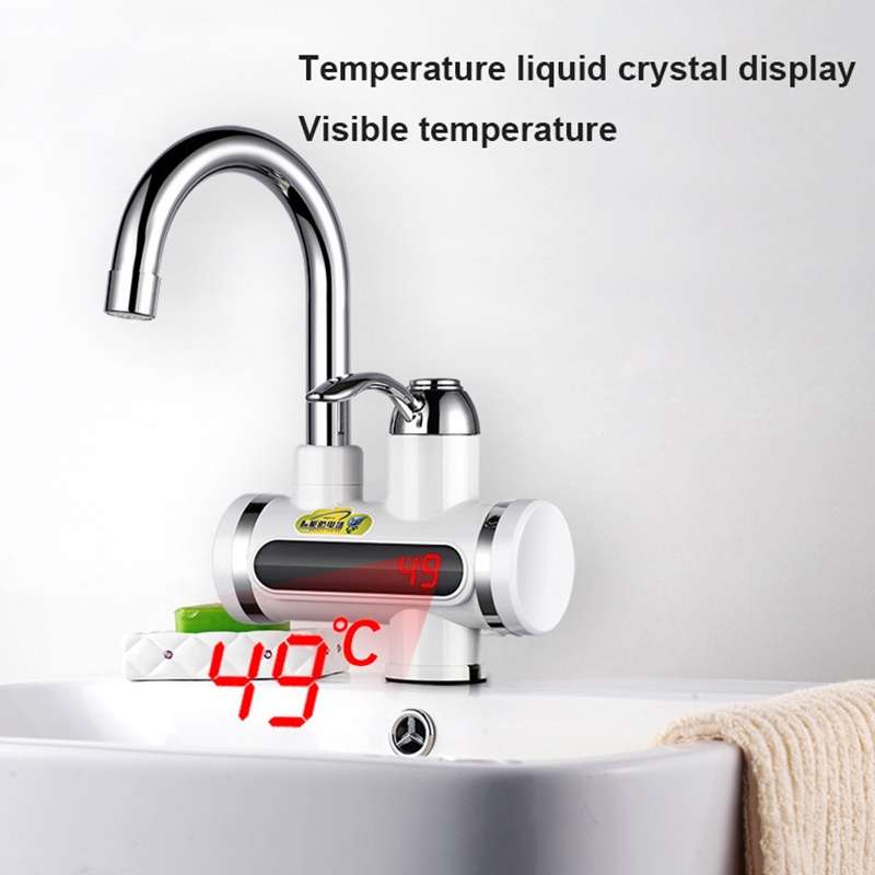 220V Kitchen Tankless Water Heater Instant Electric Faucet Electric Heater Tap with Temperature Disp