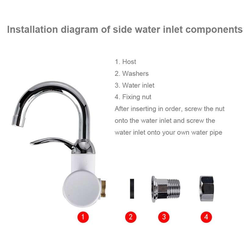 220V Kitchen Tankless Water Heater Instant Electric Faucet Electric Heater Tap with Temperature Disp
