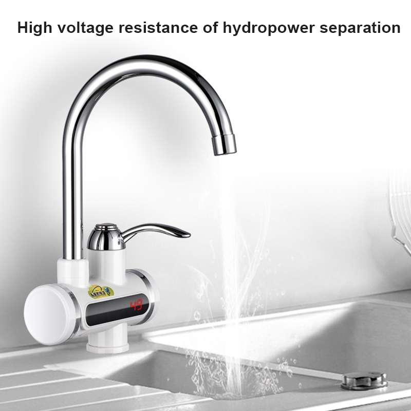 220V Kitchen Tankless Water Heater Instant Electric Faucet Electric Heater Tap with Temperature Disp
