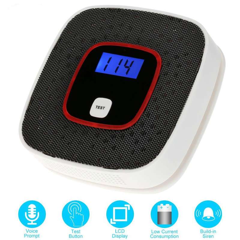 Carbon Monoxide Detector Gas Alarm Sensor Poisoning Gas Tester Human Voice Warning Detector with LCD