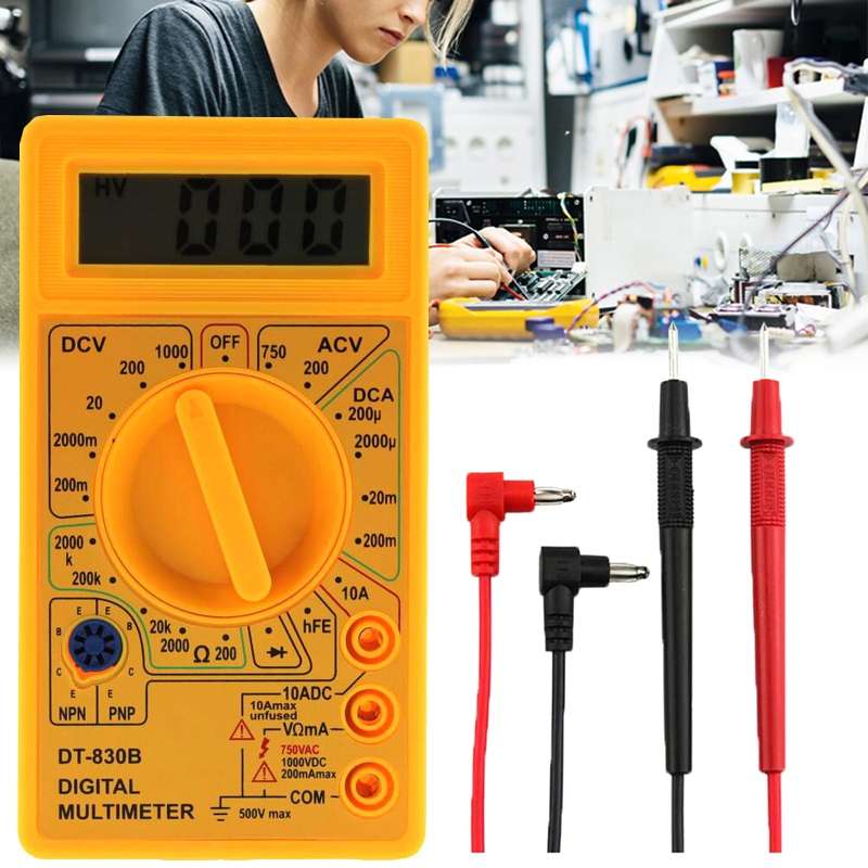 DT-830B Handheld Digital Multimeter Ammeter Voltmeter Digital Display Universal Tester Meter(Yellow)