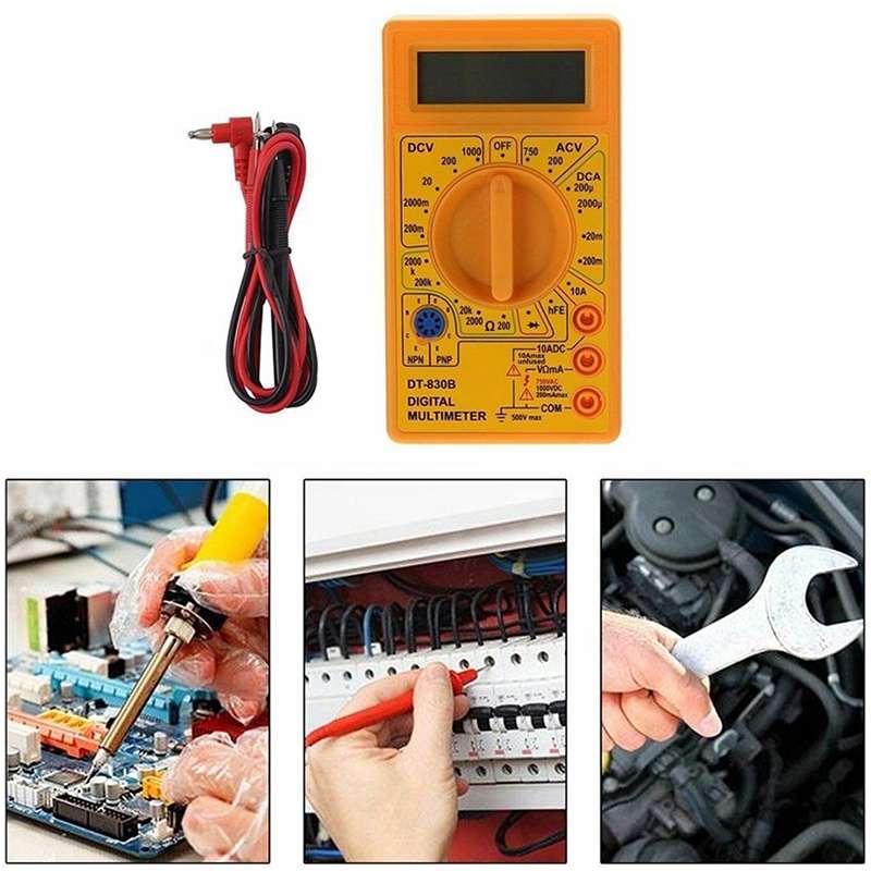 DT-830B Handheld Digital Multimeter Ammeter Voltmeter Digital Display Universal Tester Meter(Yellow)